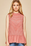 Andree by Unit Flowy Mock Neck Embellished  Sleeveless Top