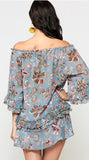 Blu Heaven Ruffle On/Off Shoulder Peasant Top with Tassel Trim