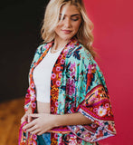 Pretty Simple Belted Boho Floral Kimono