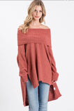 Allie Rose Cognac High Low Multi-Wear Cowl Tunic Sweater