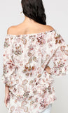 Blu Heaven Ruffle On/Off Shoulder Peasant Top with Tassel Trim