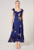 Sugar Lips Gretta Sweetheart Blue Floral MIDI Dress