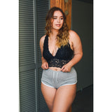 Leto Floral Lace Halter Bralette-Plus Size