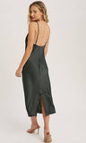 Bluivy Satin Drape Neck MIDI Slip Dress