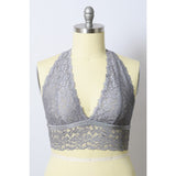 Leto Floral Lace Halter Bralette-Plus Size