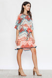 Jealous Tomato Mixed Print Fit and Flare Dress with Tie Belt