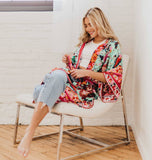 Pretty Simple Belted Boho Floral Kimono