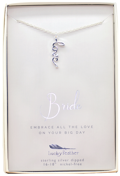 Lucky Feather Bride LOVE Necklace