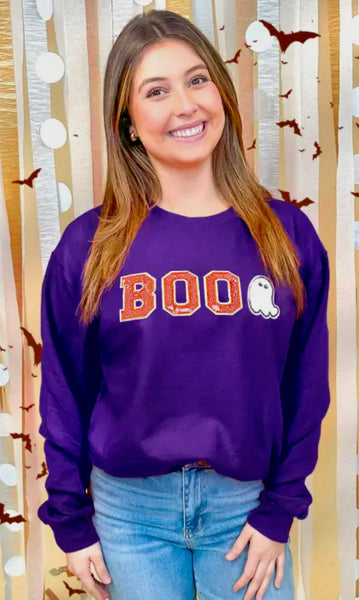 Sugar Stitch Boo Sweatshirt with Sequin Letters & Ghost