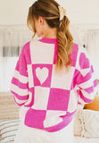 Vine and Love Pink Heart Block Sweater