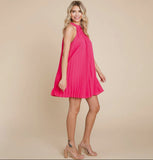 RolyPoly Pleated Pink Halter Swing Dress