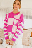 Vine and Love Pink Heart Block Sweater
