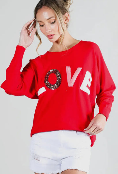Vine & Love LOVE Sweater with Textured Lettering
