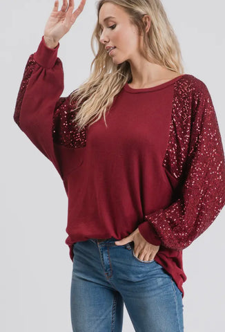 7th Ray Sequin Long Sleeve Top