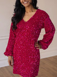 Southern Grace Hot Pink Sequin Dress