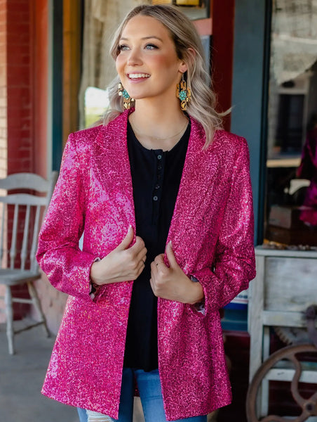 Grace and Emma Pink Sequin Blazer