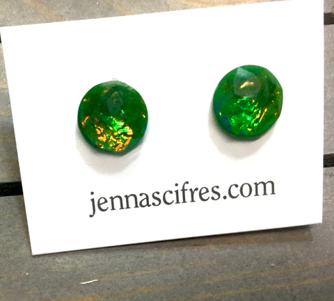 Jenna Scifres Green Fire Opal Stud Earrings