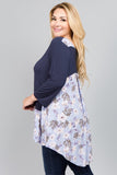 See and Be Seen Navy Floral Accented Tunic-PLUS SIZE