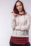 12 PM Grey Hoodie Detailed with Red Buffalo Plaid