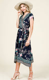 Hailey & Co. Floral Tie Waist Midi Dress