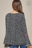 Savannah Jane Black and White Leopard Print Tunic with Embroidered Accents-PLUS