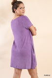 Umgee Criss Cross T-shirt Dress-Plus Size