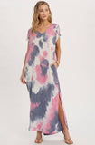 Bluivy Tie Dye Maxi Jersey  Dress with Pockets