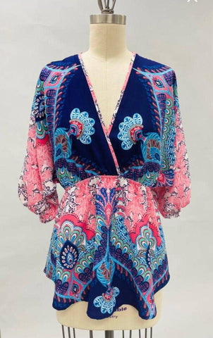 Renee C Paisley Print Kimono Top