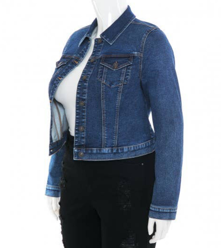 Wholesale Women Fashion Slim Fit Solid Color Denim Jacket Long Sleeves Tops  Dark blue_XL From China