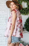 Bucket List Pink Floral Ruffle Accented Top