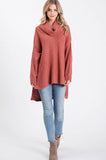 Allie Rose Cognac High Low Multi-Wear Cowl Tunic Sweater