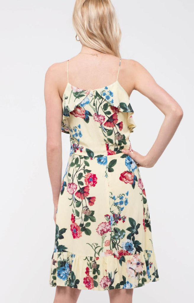 Blu Pepper Floral Ruffle Halter Midi Dress ReFINE309