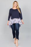 See and Be Seen Navy Floral Accented Tunic-PLUS SIZE