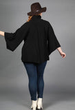 Loveriche Black Bell Sleeve Turtleneck Tunic Sweater-PLUS
