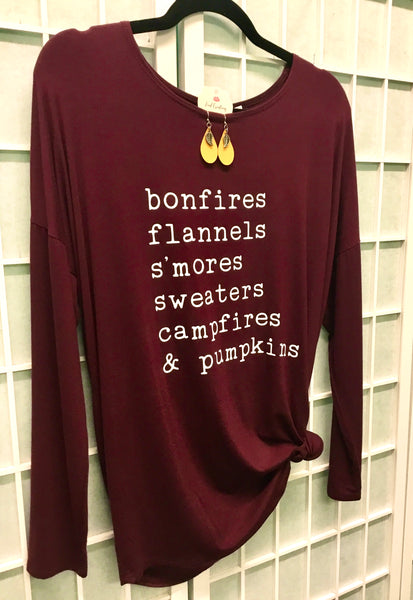 Amy Pink Fall Words Tunic Top