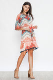 Jealous Tomato Mixed Print Fit and Flare Dress with Tie Belt