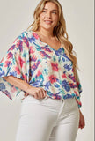 Andree by Unit Vibrant Floral V-Neck Top-PLUS SIZE