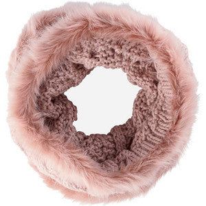 San Diego Hat Company Blush Cable Knit Snood with Faux Fur Trim