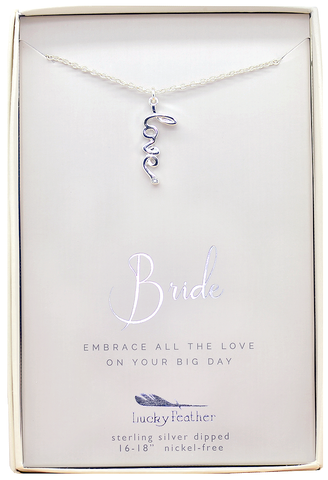 Lucky Feather Bride LOVE Necklace