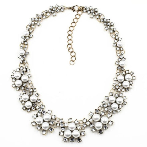 Sparklepop Grace Anne Pearl and Crystal Statement Necklace