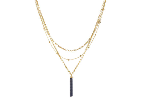Gazel Thalia Layered Blue Tassel Necklace
